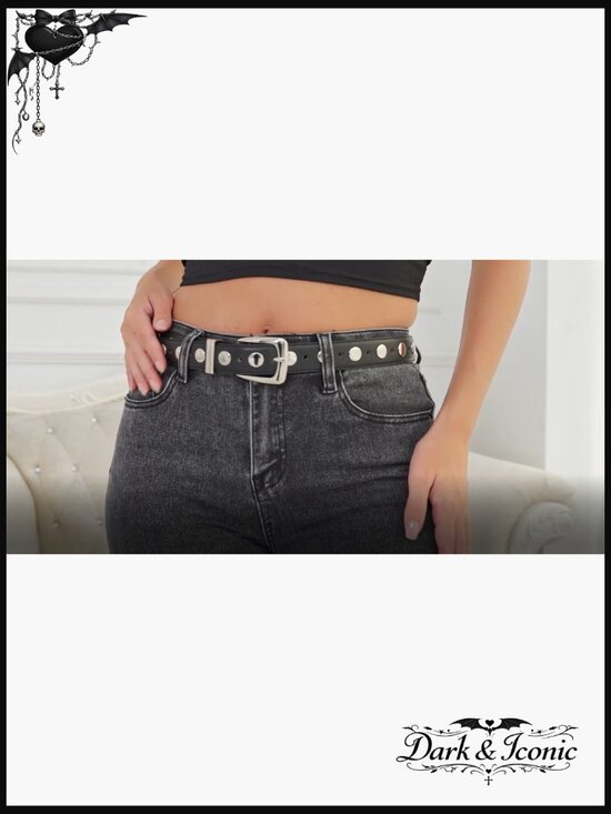 Faux Leather Studded Punk Belt - Adjustable Waist main image 5